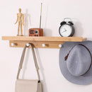 Mensola con 5 ganci 61x12x10 cm appendiabiti asciugamani in legno di bambù da parete