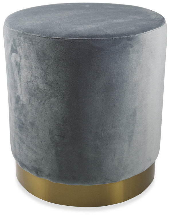 online Pouf Repose-pieds Ø46x48 cm en Velours Soriani Gris Clair