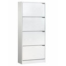 Scarpiera 4 Ante a Ribalta Doppio Ripiano 63x150x24 cm in legno rovere sbiancato