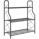 Portapiante a 3 Livelli 69x28,5x78 cm per Interni ed Esterni in Metallo Nero      