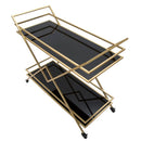 Carrello Glam Piramid 90x40x80 cm in Ferro e Specchio e MDF Oro e Nero