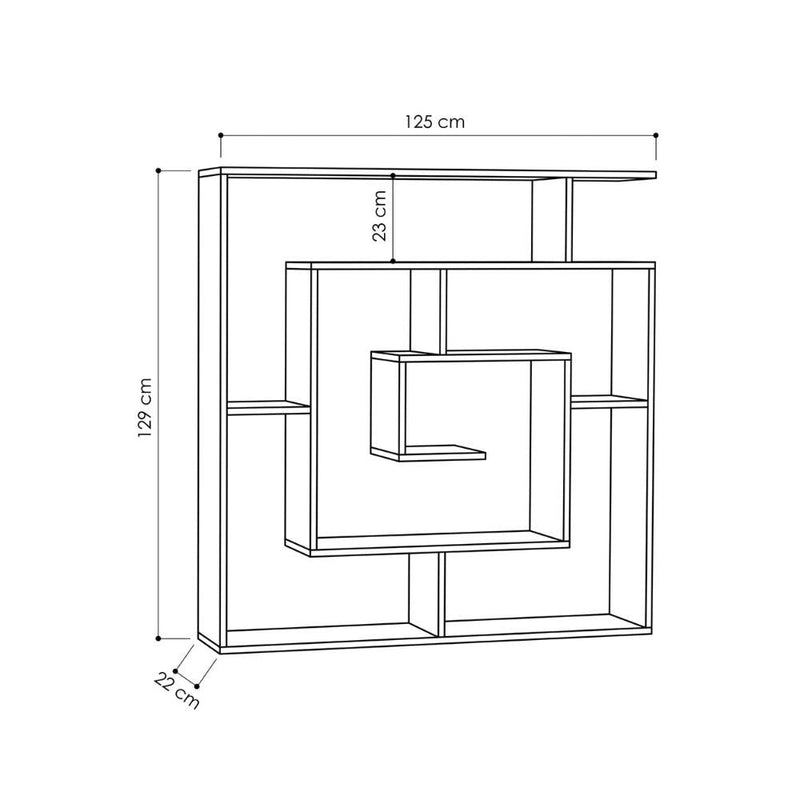 Libreria Moderna 129x125x22 cm in MDF Labirent Bianco