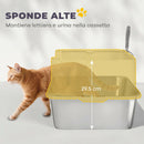 Lettiera per Gatti XL in Acciaio Inox con Paletta Lati Alti Antiperdita Antiodore Fino a 7 kg Grigio      