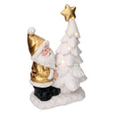 Babbo natale in resina con albero e led bianco e oro cm 29x17,5xh45