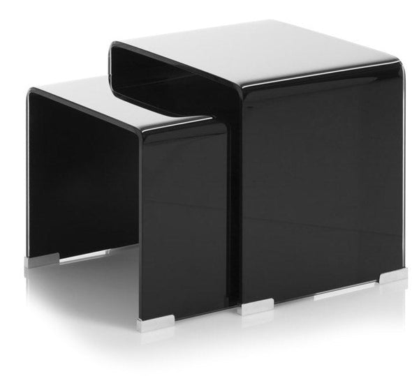 Set de 2 Tables Basses 41x30x37 cm en Verre Noir online