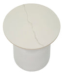 Tavolinetto White Fush Ø40x47 cm in Ferro e Ceramica Bianco      