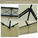 Gazebo da Giardino 3x4m in Acciaio Teli Laterali e Doppio Tetto Crema 