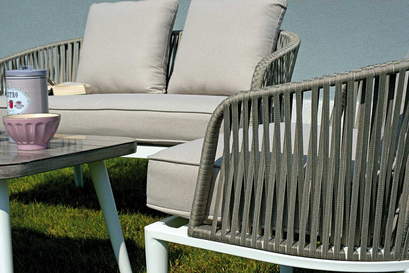 Set da Giardino in Alluminio e Corda Vorghini PortoVenere Bianco e Grigio