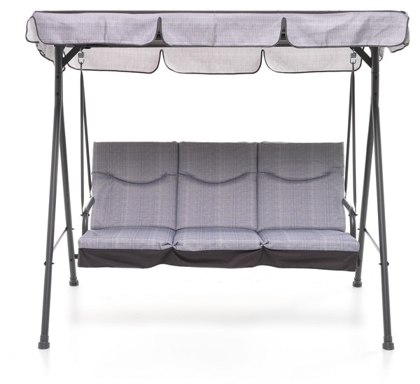 Dondolo 3 Posti da Giardino 184x120x160 cm in Ferro e Poliestere Madagascar Antracite e Grigio prezzo