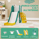Scivolo per Bambini con Canestro 178x70x86 cm in HDPE e PP Giallo e Verde   