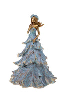 Statuina Donna con Abito 29 cm in Resina Turchese