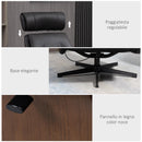 Poltrona Imbottita 84x83x103 cm con Poggiatesta in Tessuto Nero