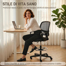 Sedia Ufficio Ergonomica Girevole in Rete Traspirante con Anello Poggiapiedi e Altezza Regolabile Nero      