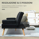 Divano Letto 3 Posti Reclinabile con Bracciolo Tavolino a Ribalta  in Tessuto Effetto Lino Grigio  