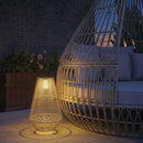 Lampada Solare Impermeabile con Accensione Automatica, in Rattan e Acciaio, 35x35x55 cm, Giallo      