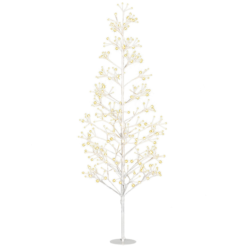 Albero di Natale Artificiale 180 cm 384 Luci LED Bianche per Interni ed Esterni al Coperto Bianco 