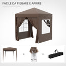 Gazebo Pieghevole 2x2m in Metallo e Poliestere Marrone