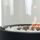 Camino a Bioetanolo da Pavimento Ø26,5x80 cm TALOS per Interni ed Esterni in Vetro e Acciaio Nero Opaco