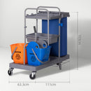 Carrello Pulizie Professionale 2 Secchi con Strizzatore e 3 Ripiani Grigio Blu e Arancione  