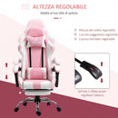 Sedia Gaming Ergonomica Reclinabile con Poggiatesta, Cuscino Lombare, Altezza Regolabile, Rosa e Bianco      