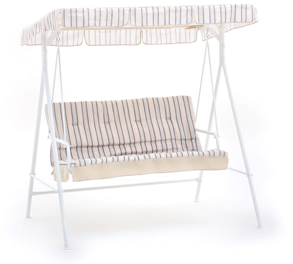 prezzo Balançoire de jardin 3 places 160x118x155 cm en fer et polyester Pemba blanc