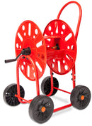 Carrello Avvolgitubo Manuale con Ruote 80 mt Tubo Ø3/4” in Acciaio Verniciato Rosso Agrati