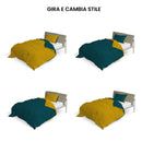 Copripiumino con Sacco e Federe Doubleface Ocra\/Verde Petrolio