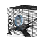 Gabbia per Criceti 3 Livelli con Ruota Rampe e Fondo Rimovibile 60x40x57 cm Nero  