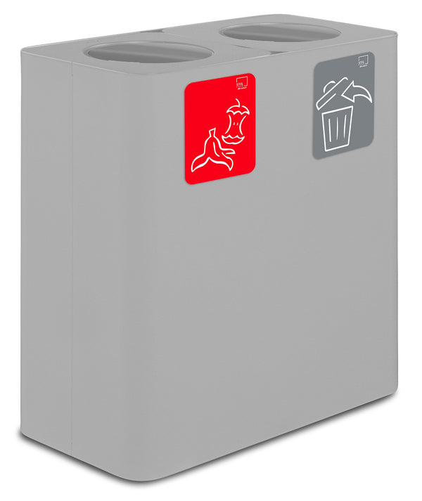 sconto Pattumiera Sistema di Raccolta Rifiuti 77x38xh80 cm in Acciaio 3 Scomparti Bianco