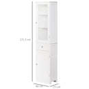 Mobile Colonna Bagno Salvaspazio con Armadietto Cassetto e Ripiani 40x27x171,5 cm in MDF Bianco