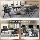 Set 2 Sedie Pieghevoli con Schienale Curvo e Braccioli 61x56x84 cm in Tessuto Effetto Lino e Acciaio Nero      