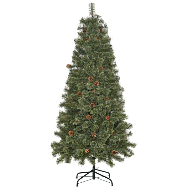 Sapin de Noël Artificiel H180 cm 450 Branches avec Pommes de Pin Décoratives et Socle en Métal Vert prezzo
