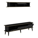 Porta tv con pensile Bientv 180 effetto marmo nero particolari oro