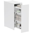 Mobiletto Bagno Salvaspazio 47x25x66,5 cm a 3 Livelli con Binari Scorrevoli in Legno Bianco  