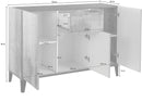 Credenza 3 Ante + 1 cassetto 120x40x82 cm Sunrise Bianco Lucido e Ardesia