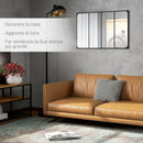 Specchio da Parete in Stile Industriale con 4 Ganci 109x2x69 cm in Vetro Multistrato Metallo e MDF Nero