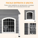 Cuccia per Cani Impermeabile da Esterno 80x55x53.5 cm in Legno Grigio