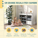 Mobile Portagiochi per Bambini 105x30x80 cm con 11 Cestini in Tessuto Armadietto e Ripiani in MDF Bianco      