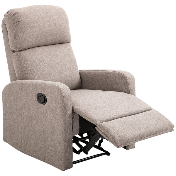 sconto Poltrona Relax Reclinabile Manuale 66x83x107 cm in Tessuto Effetto Lino Grigia