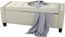 Cassapanca Pouf Contenitore Panca Fondoletto 110x40x40 cm in Legno e Eco Pelle Avorio      