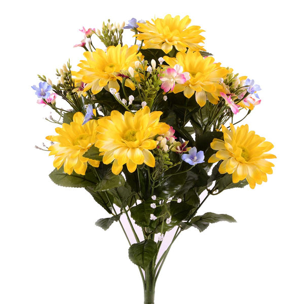 Set 2 Buisson Artificiel de Gerberas Mini Hauteur 51 cm Jaune sconto
