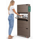 Scarpiera 4 Ante 63x24x150 cm a Doppia Profondità con Maniglie a Scomparsa in MDF Noce      