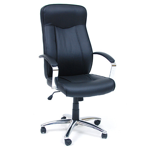 Fauteuil Pivotant Présidentiel en Simili Cuir Noir pour Bureau  sconto