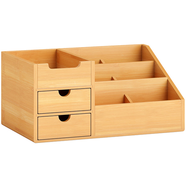 online Organizer da Scrivania Bagno Cosmetici Makeup 33x20,5x15,5 cm con Cassetti e Scomparti Aperti in Bambù