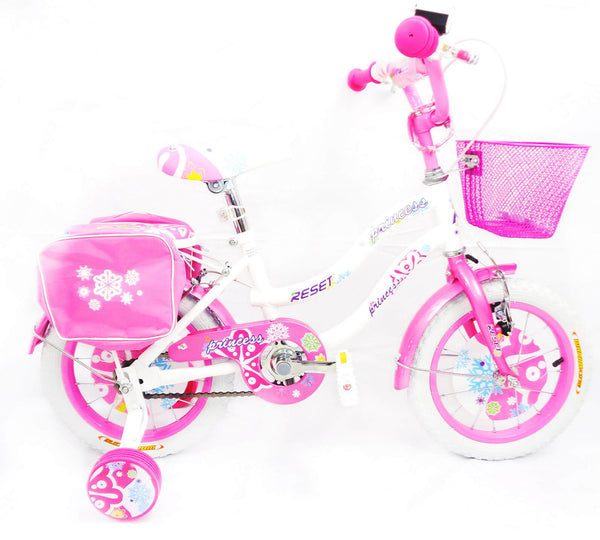 Vélo fille 16" 2 freins avec panier et sacoches latérales blanches et roses prezzo