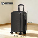Valigia Rigida Piccola 40 L 56x36x24 cm Espandibile con 4 Ruote Girevoli e Angoli Protettivi in ABS Nero      