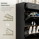 Mobile Scarpiera da 12 Paia 80x30x91,5 cm con Ripiani Regolabili e Cassetti in Legno Nero  