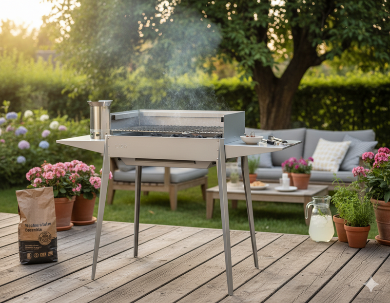 Barbecue a Carbone Carbonella 60x40 cm in Ferro Alluminato Lisa Luxury Etna F