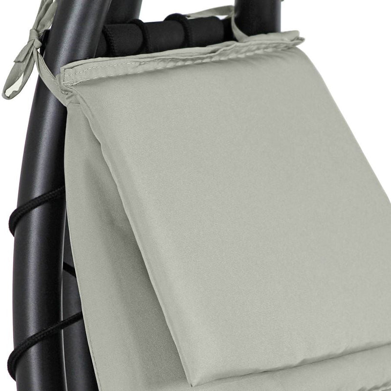 Sedia Dondolo Pensile Relax Chaise Longue con Tettuccio 190x105x205 cm Telly Panna Scuro 