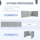 Paravento da Spiaggia Pieghevole Frangivista 540x150 cm in Poliestere con Barre in Acciaio Grigio   